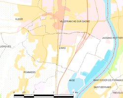 Map commune FR insee code 69115